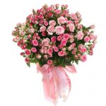 35 кустовых роз розовых